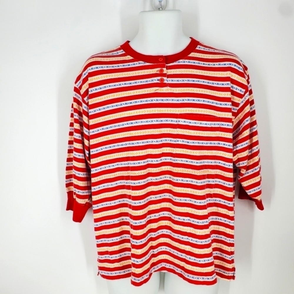 Levi's Travelers Men Striped Shirt Size Large Red Yellow Blue